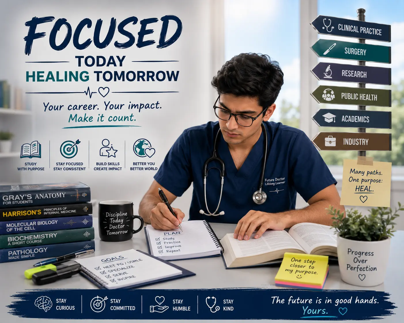 focused medical career student